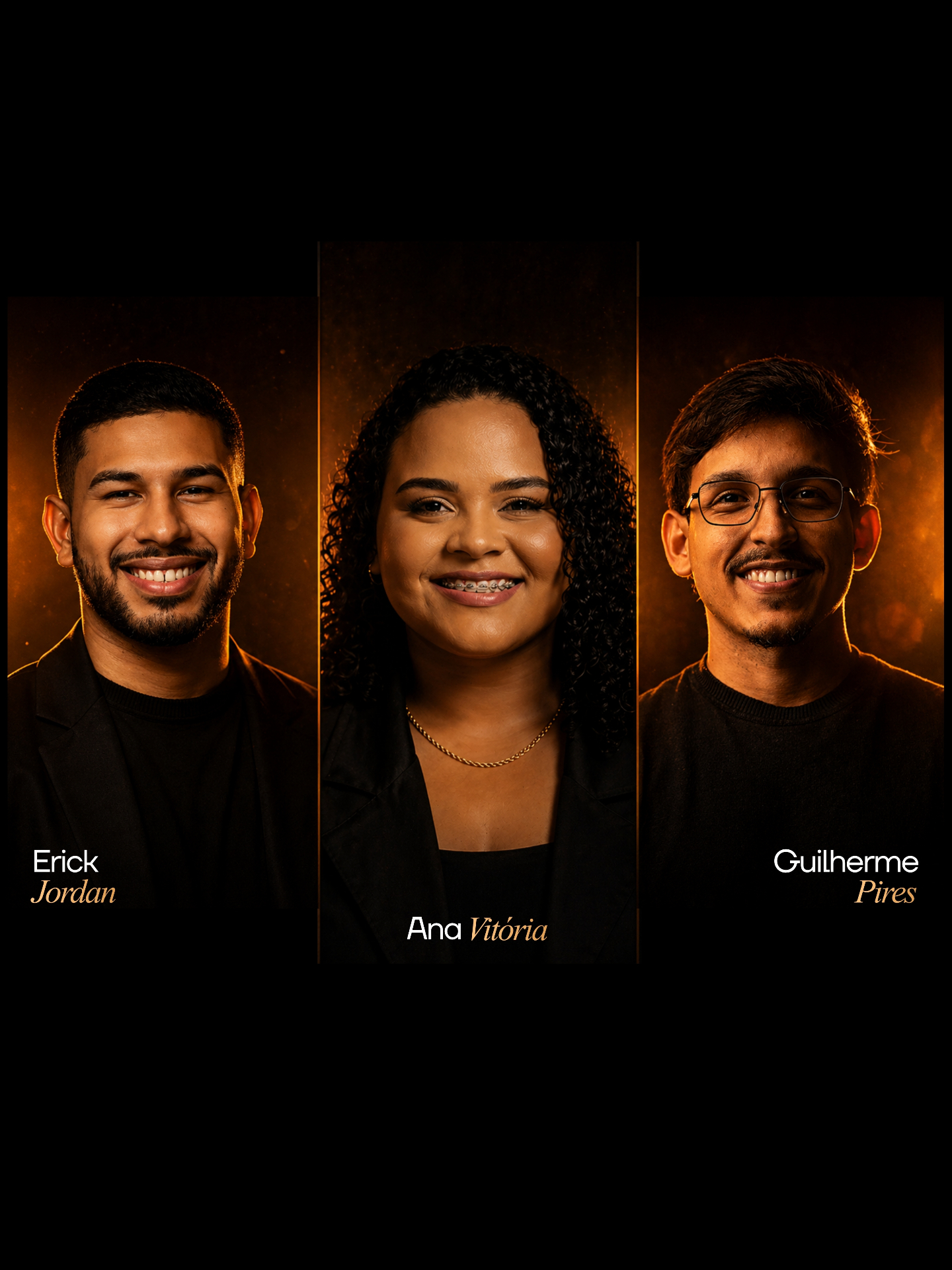 Erick Jordan, Ana Vitória e Guilherme Pires — sócios da Baze